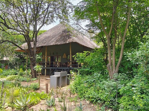 Luxury Villa 1 km from Kruger Park veranda overlooking the garden and ponds