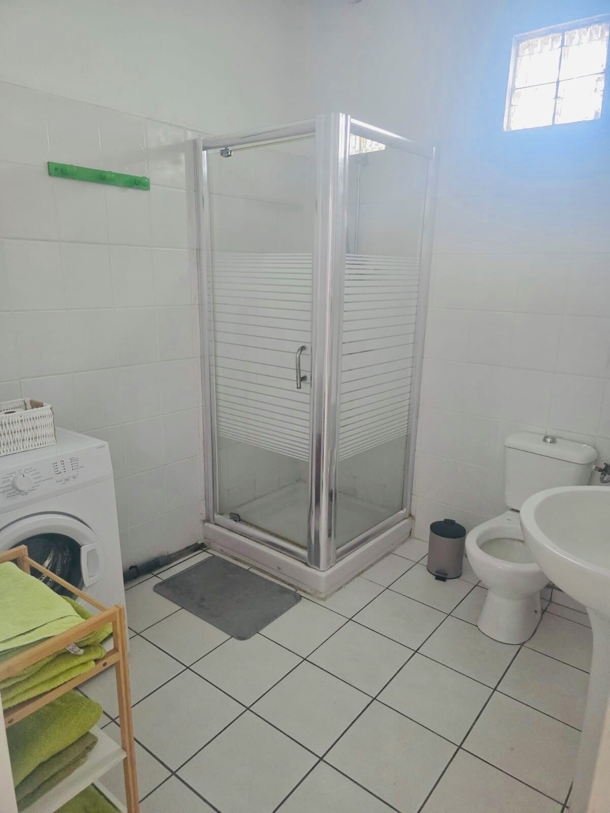 Shower, towels, toilet paper