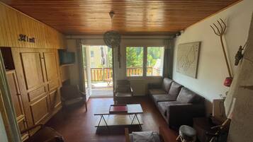 Televisie, een open haard en een dvd-speler