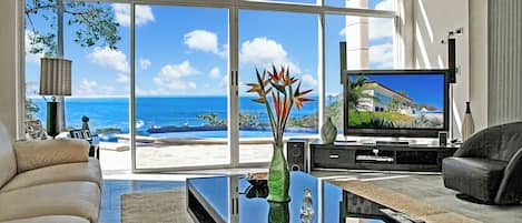 Televisor, reproductor de DVD, llibres i estèreo