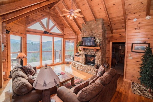 Great room from top of the stairs