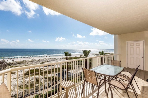 Balcony view of ocean to the right