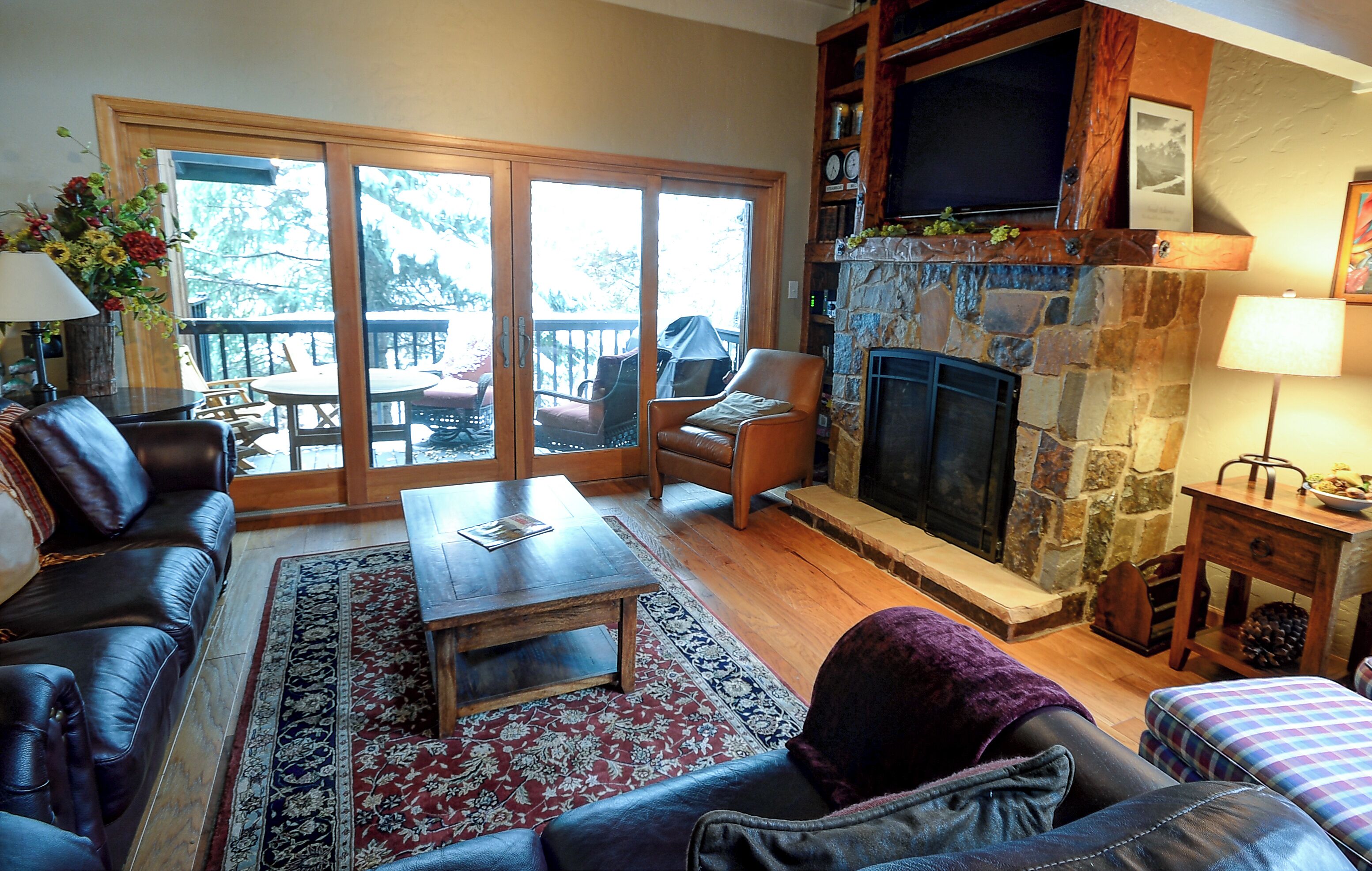 Smart TV, fireplace, DVD player, video library