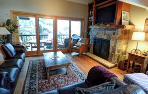 Smart TV, caminetto, lettore DVD, videoteca