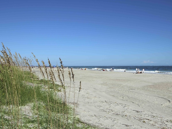 On the beach, beach towels