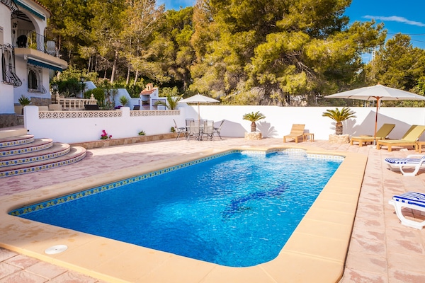 Large private pool area with terrace and casita barbeque