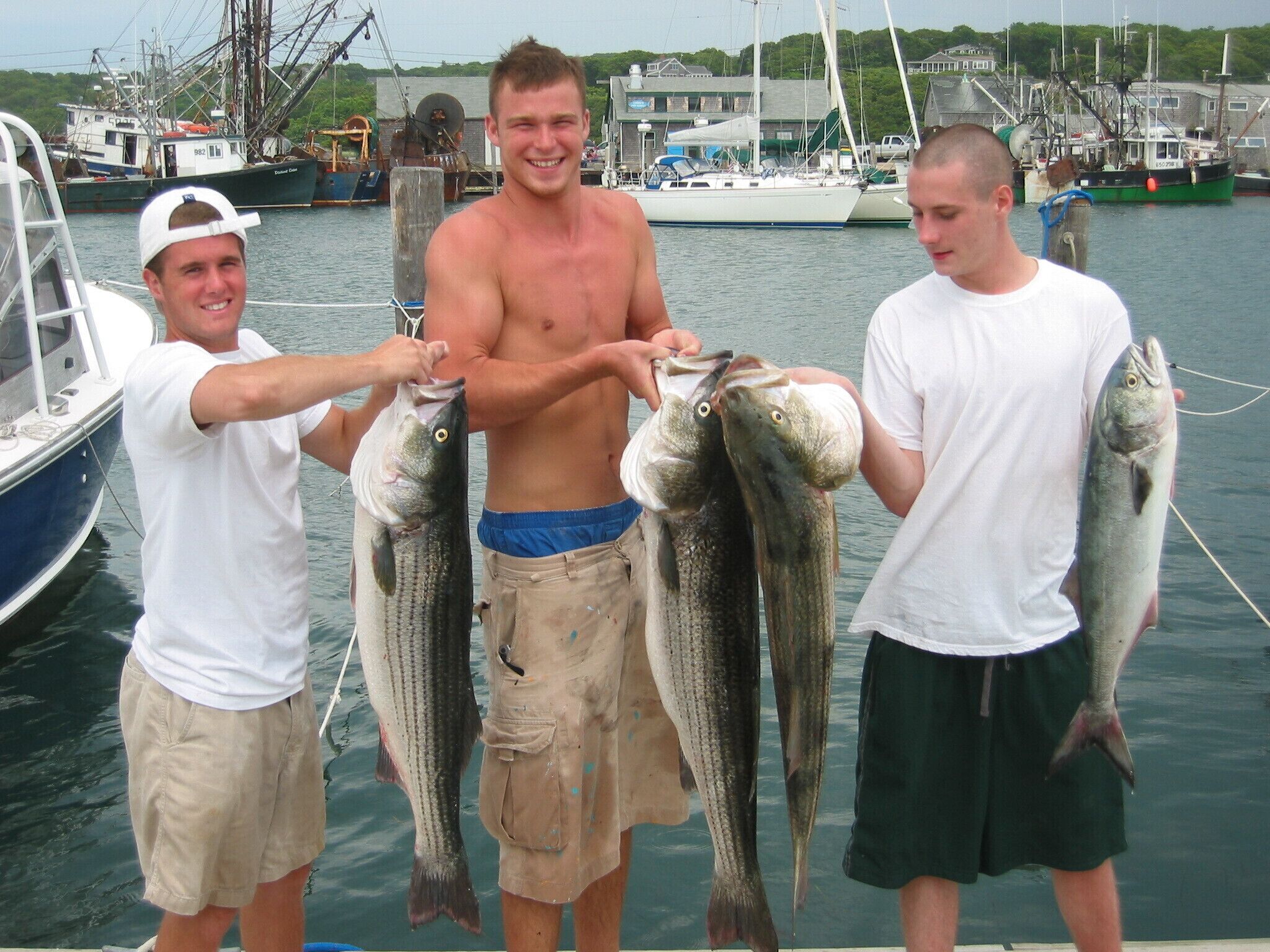 Fishin's pretty good on the jetty of Menmsha Harbor.  Great for families!