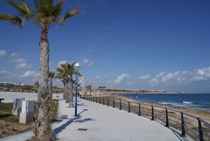 Beach nearby, sun-loungers