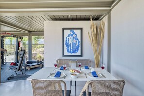 Dining - Kato Fellos: Luxurious  Villa Helias with private swimming pool and gulf view (Kato Fellos)