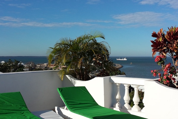 Terasse toîture vue sur la baie