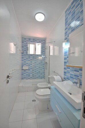 Dusche, Haartrockner, Bidet, Handtücher