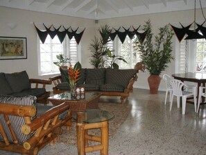 Smart TV, DVD player, books, music library