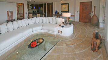 Smart TV, DVD player, books, music library