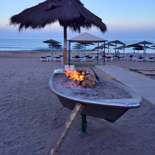 Beach nearby, sun-loungers
