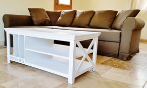 Flat-screen TV, video games, DVD player, books