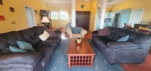 TV, DVD player, table tennis, books