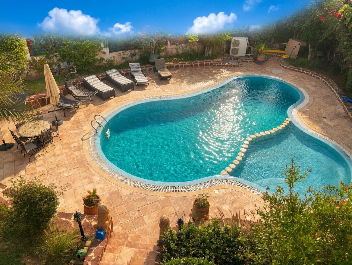 Piscine extérieure, piscine chauffée