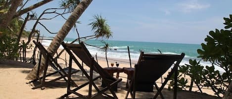 Plage à proximité, chaises longues, serviettes de plage