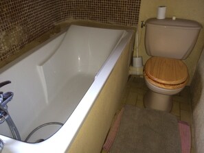 Combined shower/tub, hair dryer, towels