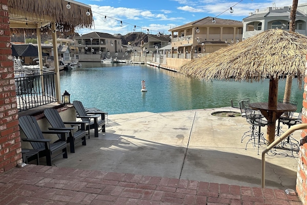 Patio looking at fork of the main canal
