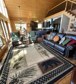 Smart TV, fireplace, DVD player, books