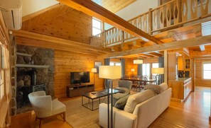 Smart TV, fireplace, foosball, table tennis - The MOST private, beautiful Log Home for up to 12 guests. 10 min to Dreams Park (Hartwick)