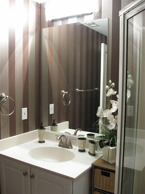 Baignoire, séchoir à cheveux, serviettes fournies