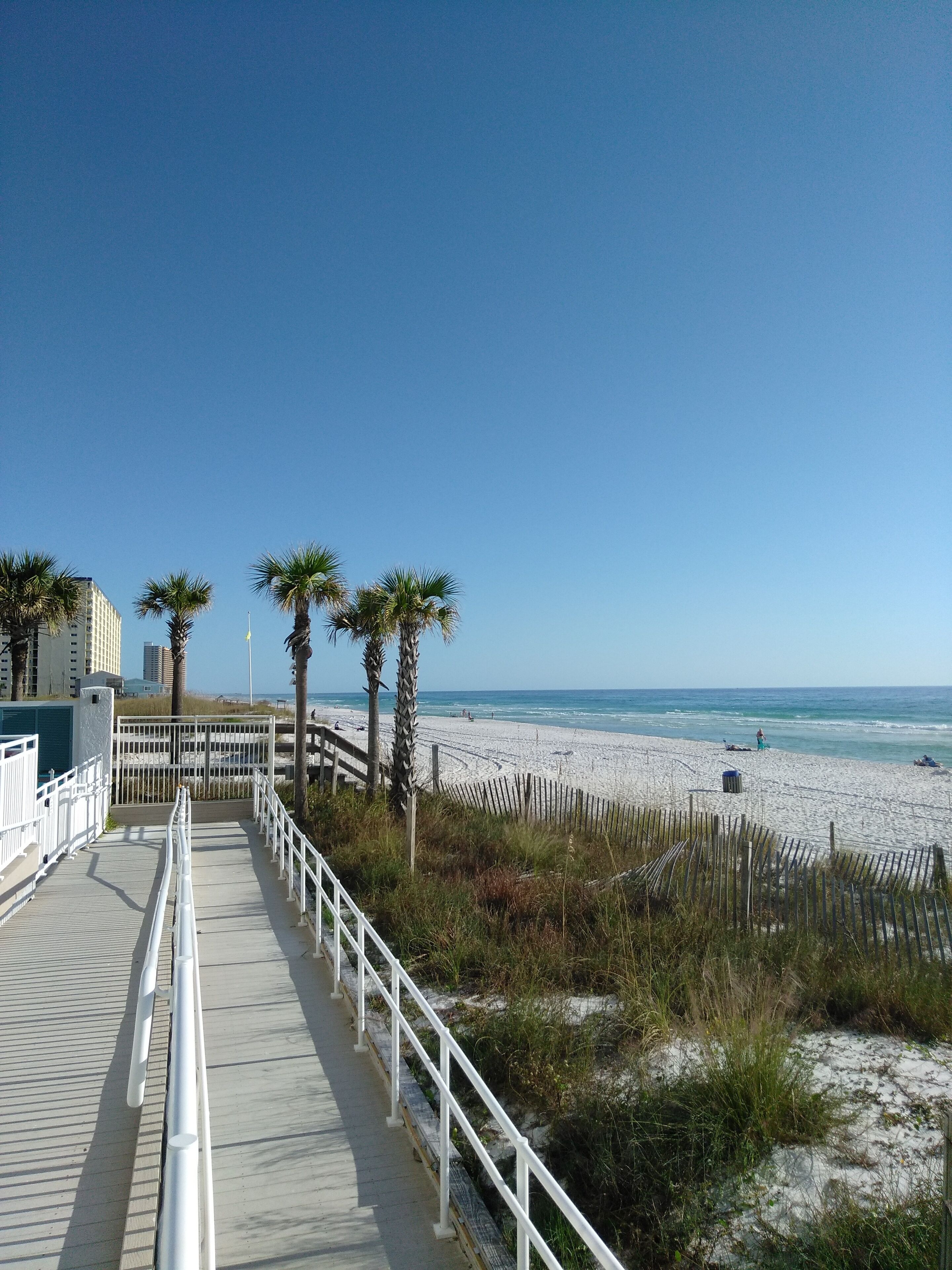 On the beach, sun loungers