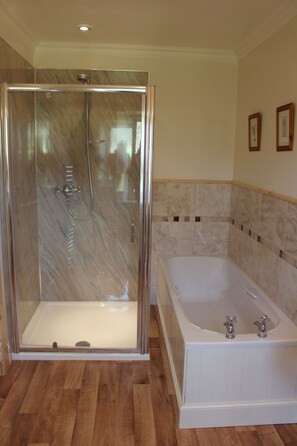 Bathtub, hair dryer, towels