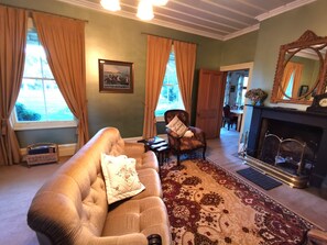 TV, fireplace, DVD player, books