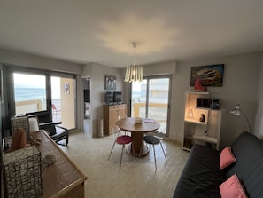 TV, books, stereo - Apartment T 3 in Canet Plage exceptional view of sea and mountain labeled (Canet-En-Roussillon)