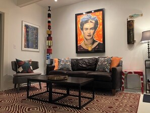 TV, DVD player, books, video library