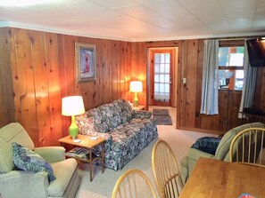 Living area with wall mounted HDTV.