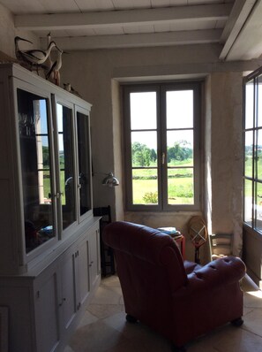 TV, fireplace, DVD player, table football