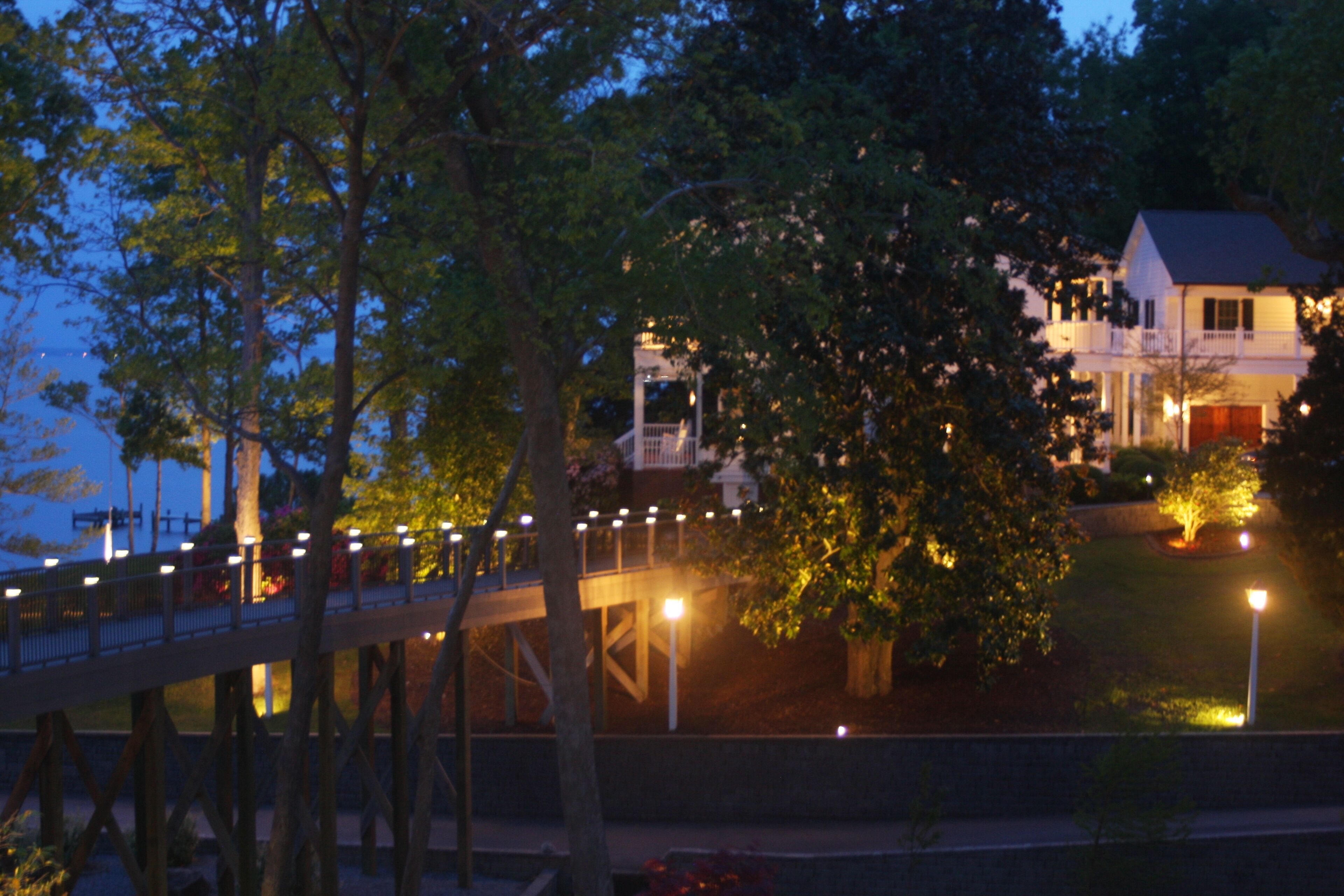 Outdoor lighting across the property