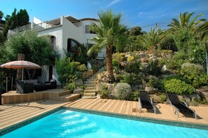 Outdoor pool, pool loungers