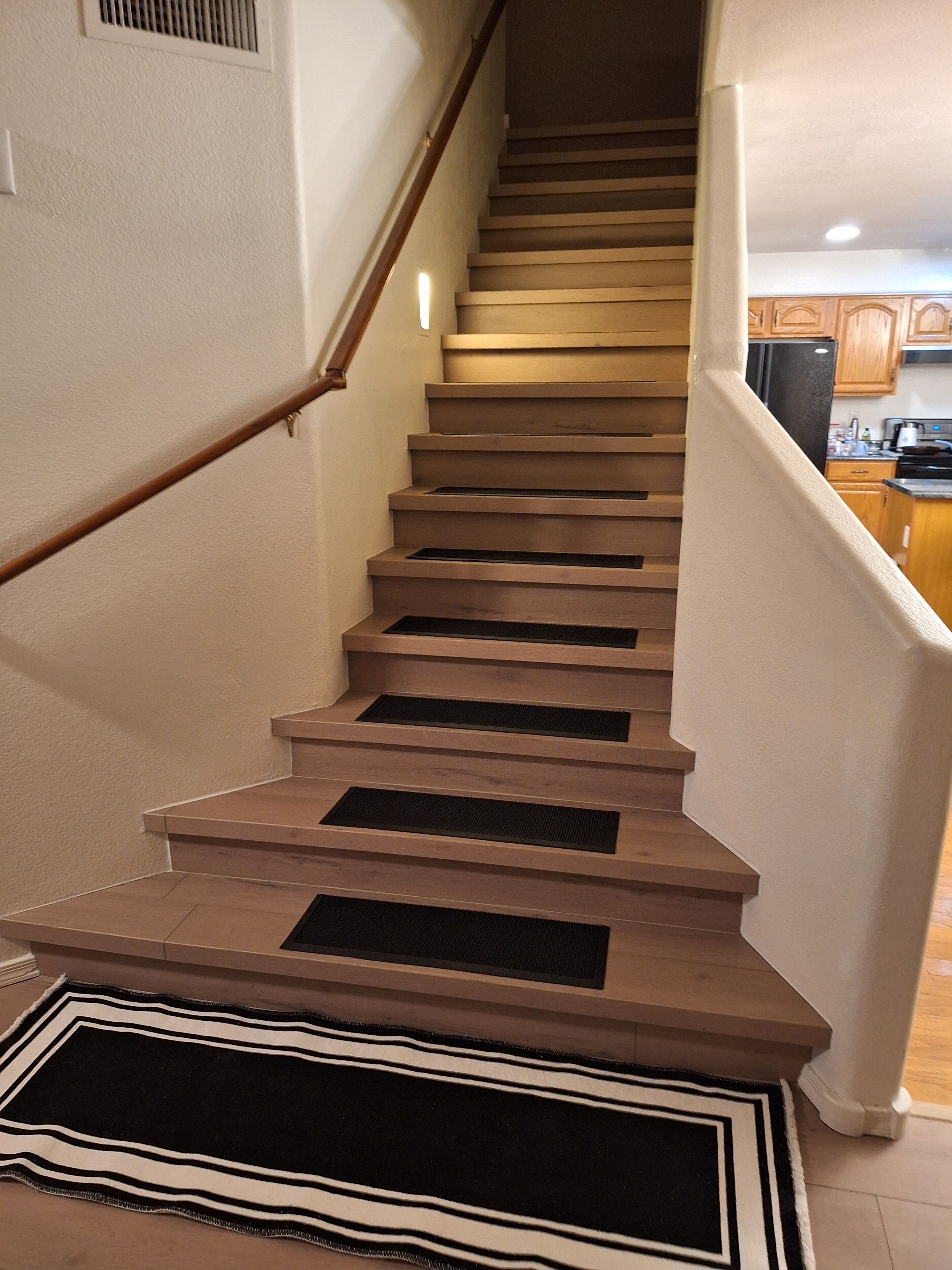 15 stairs to the upper floor