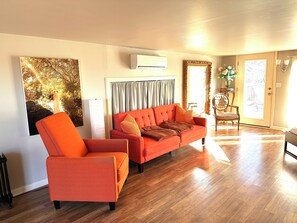 TV, fireplace, DVD player, video library