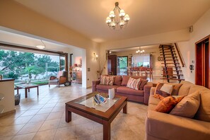 Smart TV, chimenea, reproductor de DVD y libros