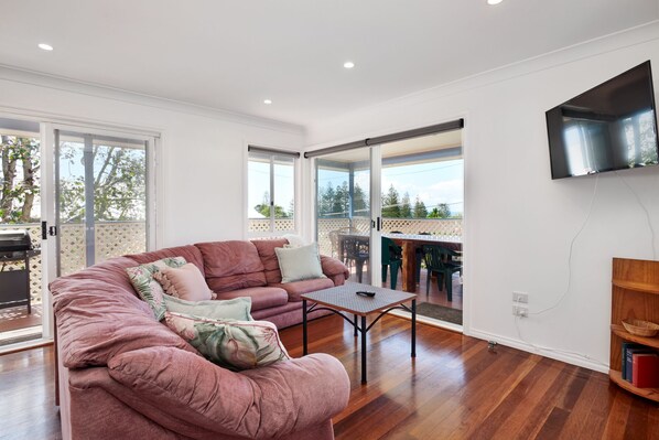 Smart TV, DVD player, books, stereo