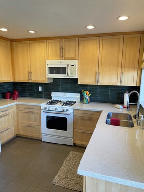 冷蔵庫、電子レンジ、オーブン、コンロ