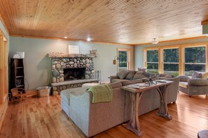 TV, fireplace, table football, ping pong - Home On The Crystal River In Glen Arbor! Pontoon Available to rent (Glen Arbor)