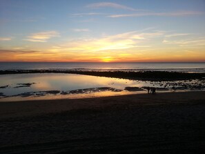 Playa en los alrededores y camastros 