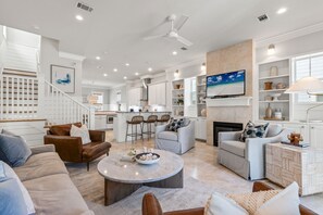 TV, fireplace, DVD player, video library - Marshall Cottage - Gulf Views from 3rd Floor Balcony! Free Bikes/Fitness/Tennis (Seacrest Beach)