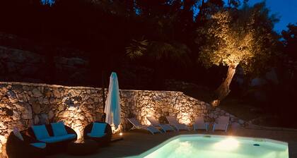 Acogedora villa con preciosas vistas al mar y piscina inmersa entre olivos.