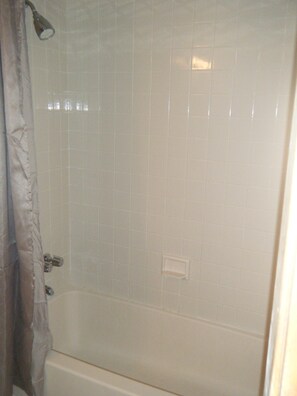 Bathtub, hair dryer, towels