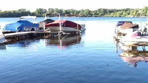 A marina with several boats docked.