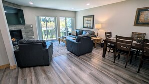 TV, fireplace, DVD player