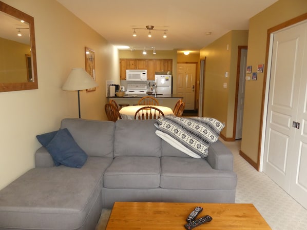 テレビ、暖炉、書庫