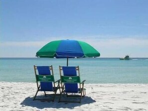 Beach nearby, sun-loungers